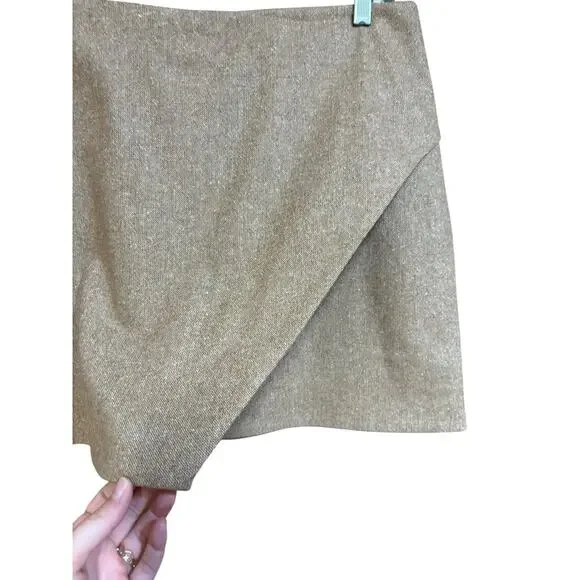 New NWT & Other Stories Tan Wool Silk Blend Tweed Asymmetric Mini Skirt - 10 - Picture 5 of 9